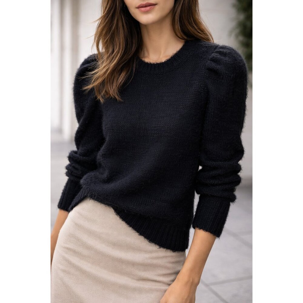 Derek Lam 10 Crosby Black Alpaca Blend Puff Sleeve Sweater Women’s Size S